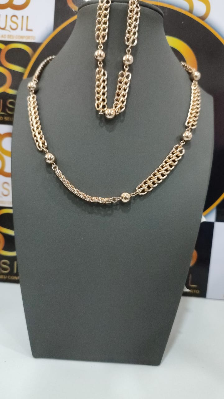 Conjunto Banhado em ouro bolinha